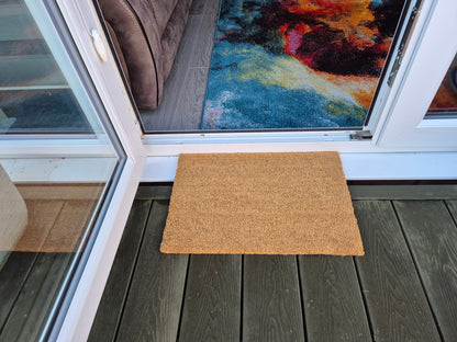 Plain Coir Fibre Doormat with Rubber Backing (60cm x 40cm)