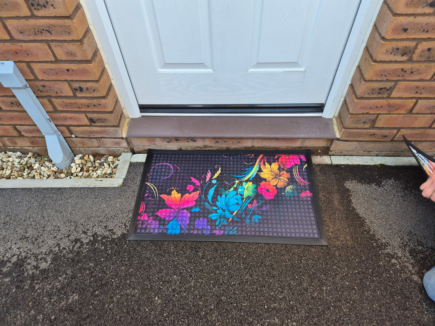 Bright Flower Print Embossed Textured Door Mat (45cm x 75cm)