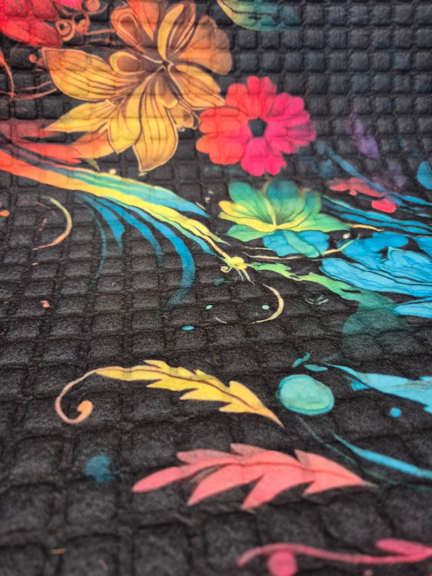 Bright Flower Print Embossed Textured Door Mat (45cm x 75cm)