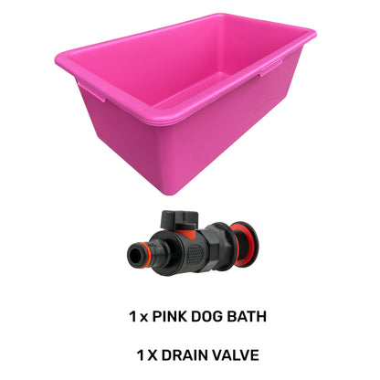90L Pink Dog Bath with Black/Orange Drain Valve