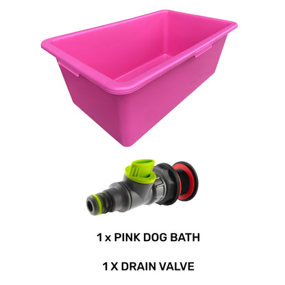 90L Pink Dog Bath with Grey/Lime Drain Valve