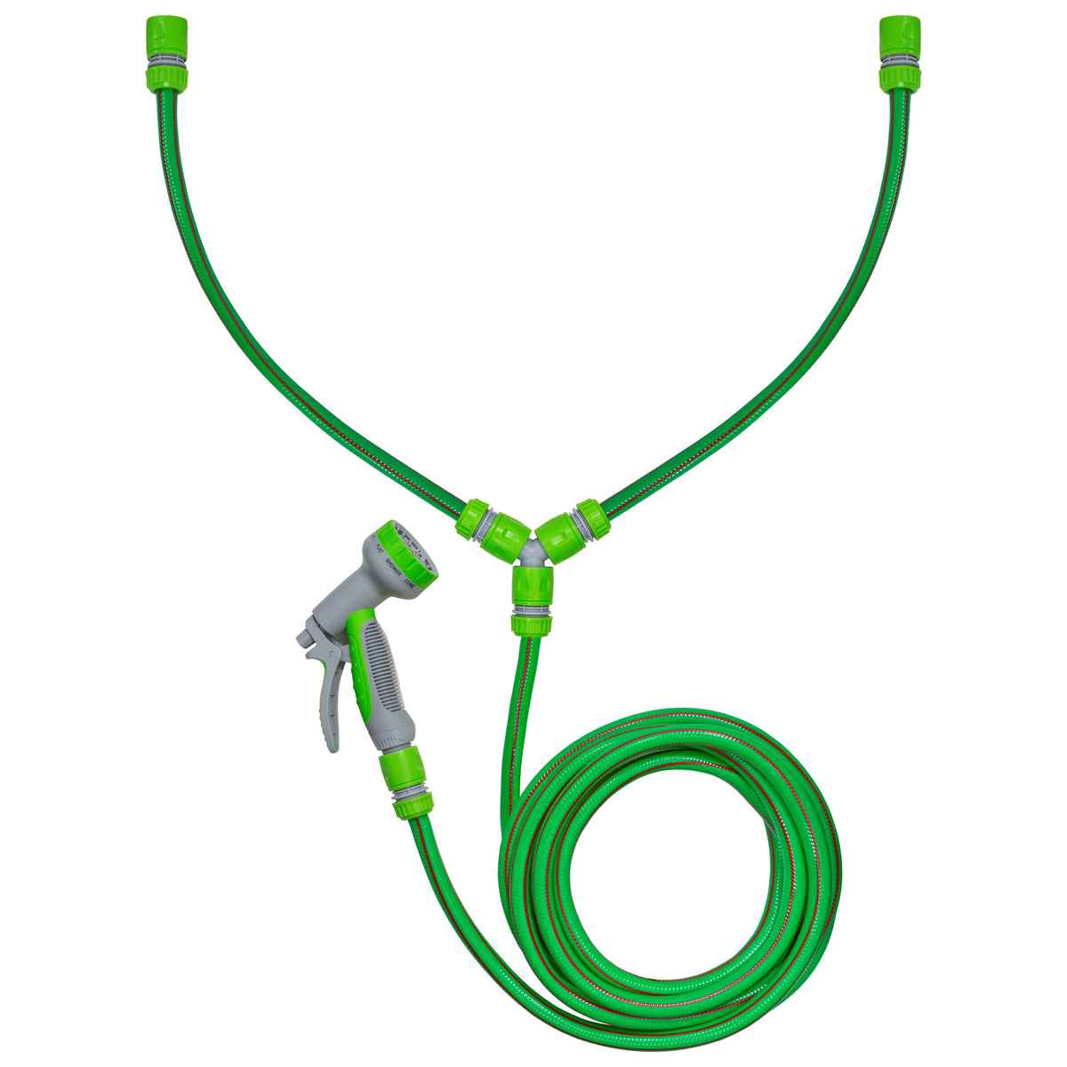 Green Dog Shower Kit – 5m Hose & 3-Way Splitter; product design shown.