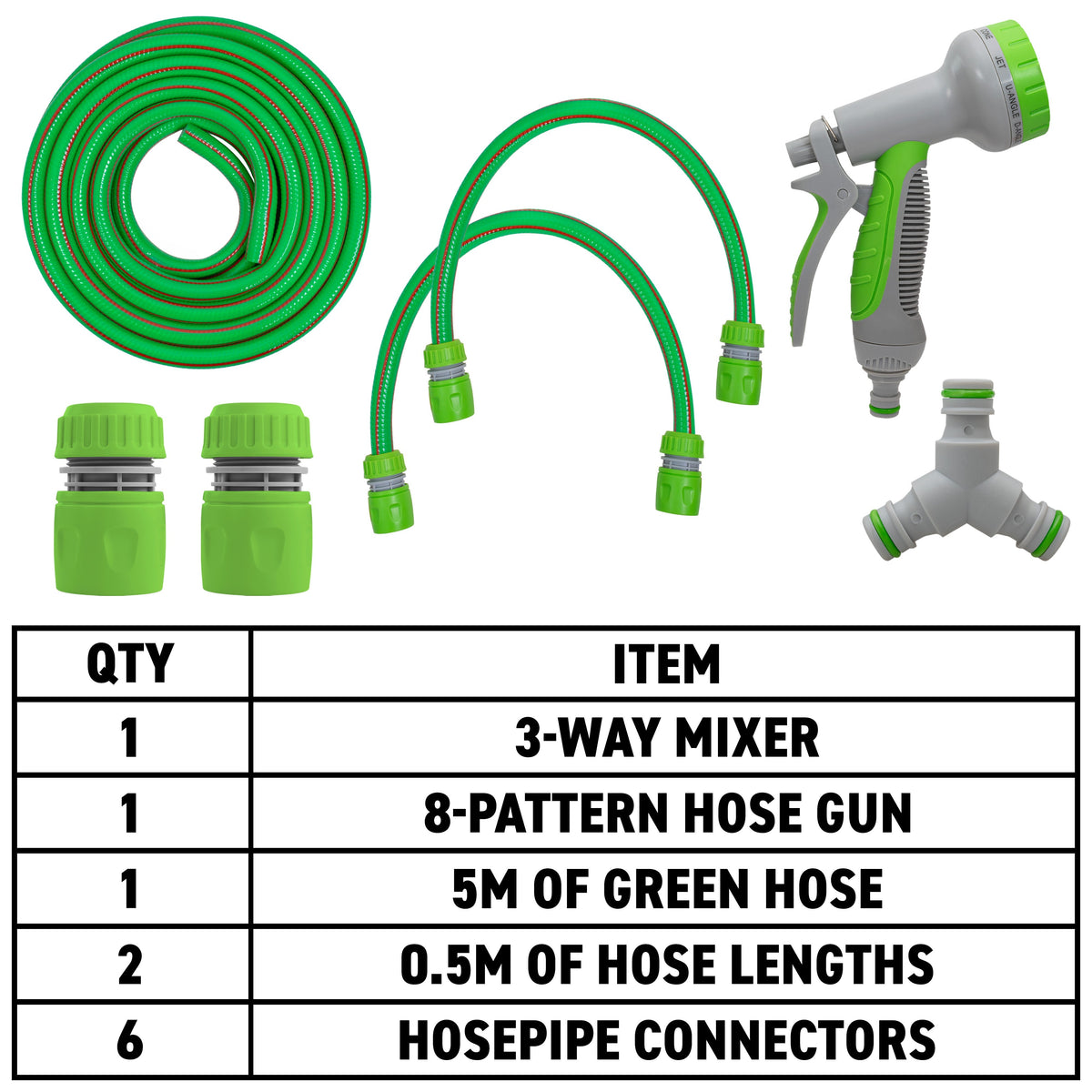 Green Dog Shower Kit – 5m Hose & 3-Way Splitter