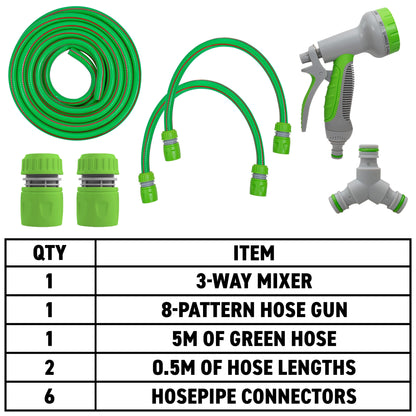 Green Dog Shower Kit – 5m Hose & 3-Way Splitter