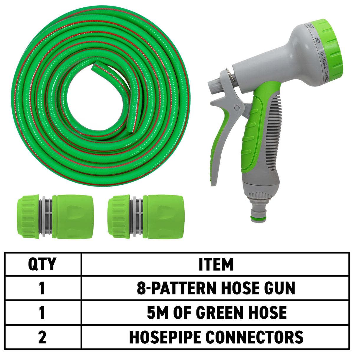 Green Dog Shower Kit – 5m Hose & 8-Pattern Spray Gun