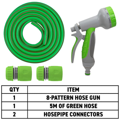 Green Dog Shower Kit – 5m Hose & 8-Pattern Spray Gun