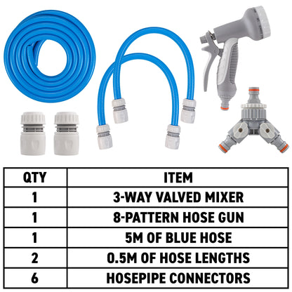 Dog Shower Mix Hot/Cold Water with Valves (Blue)