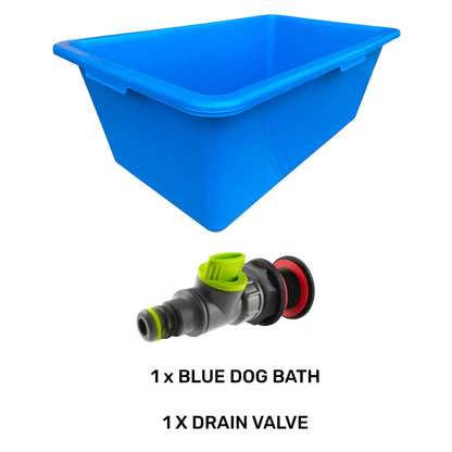90L Blue Dog Bath with Grey/Lime Drain Valve
