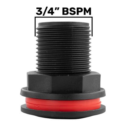 ¾″ BSP Male Bulkhead Drain Connector with Nut & Washers