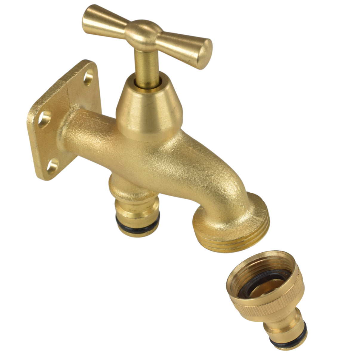 Brass Mounting-Plate Tap with Quick-Connect Inlet & Outlet