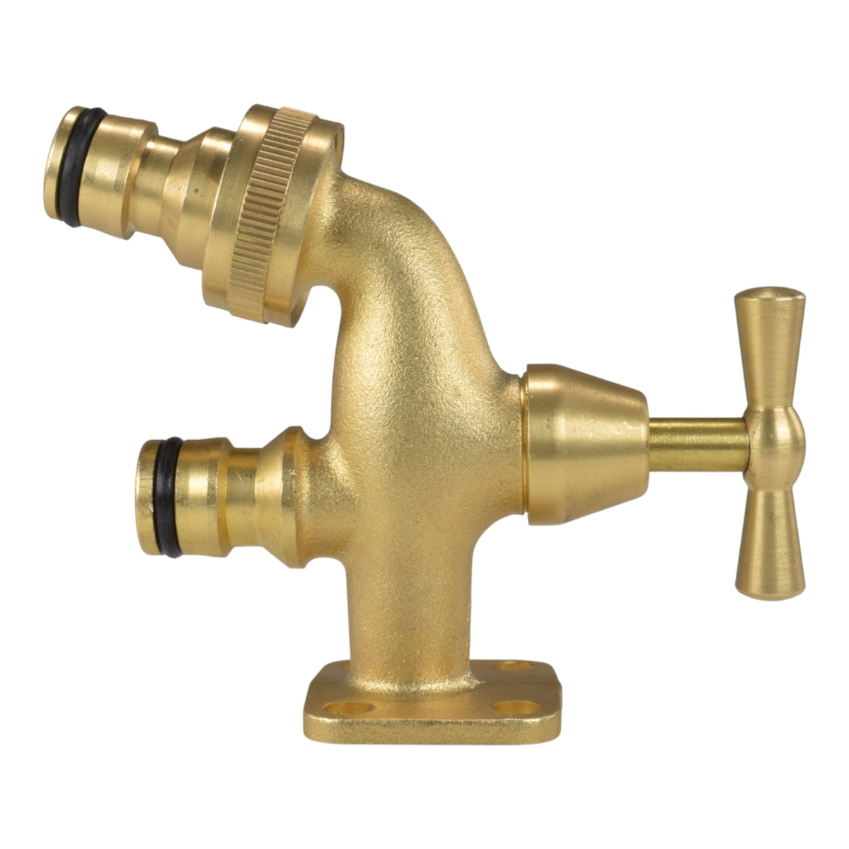 Brass Mounting-Plate Tap with Quick-Connect Inlet & Outlet