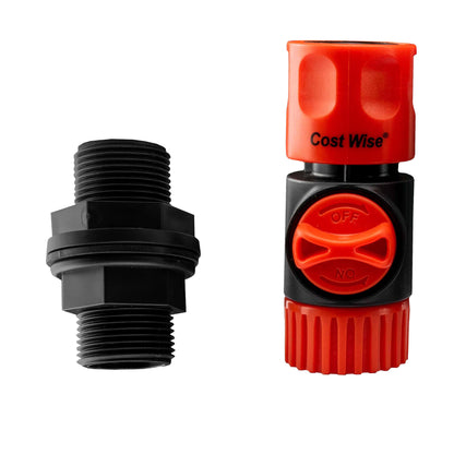 ¾″ BSP Water Butt Fitting with Valved Female Quick Connector