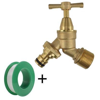 Brass Bib Garden Tap Kit – ½″ / ¾″ BSP Inlet