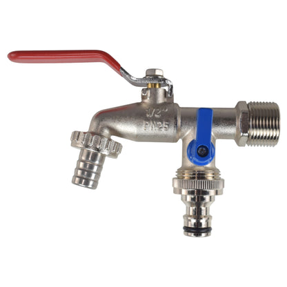 Double-Lever Metal Garden Tap Kit – ½″ / ¾″ BSP Inlet
