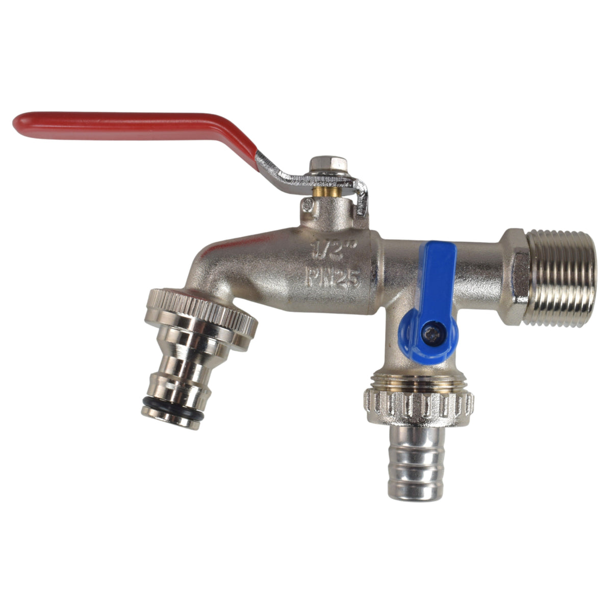 Double-Lever Metal Garden Tap Kit – ½″ / ¾″ BSP Inlet