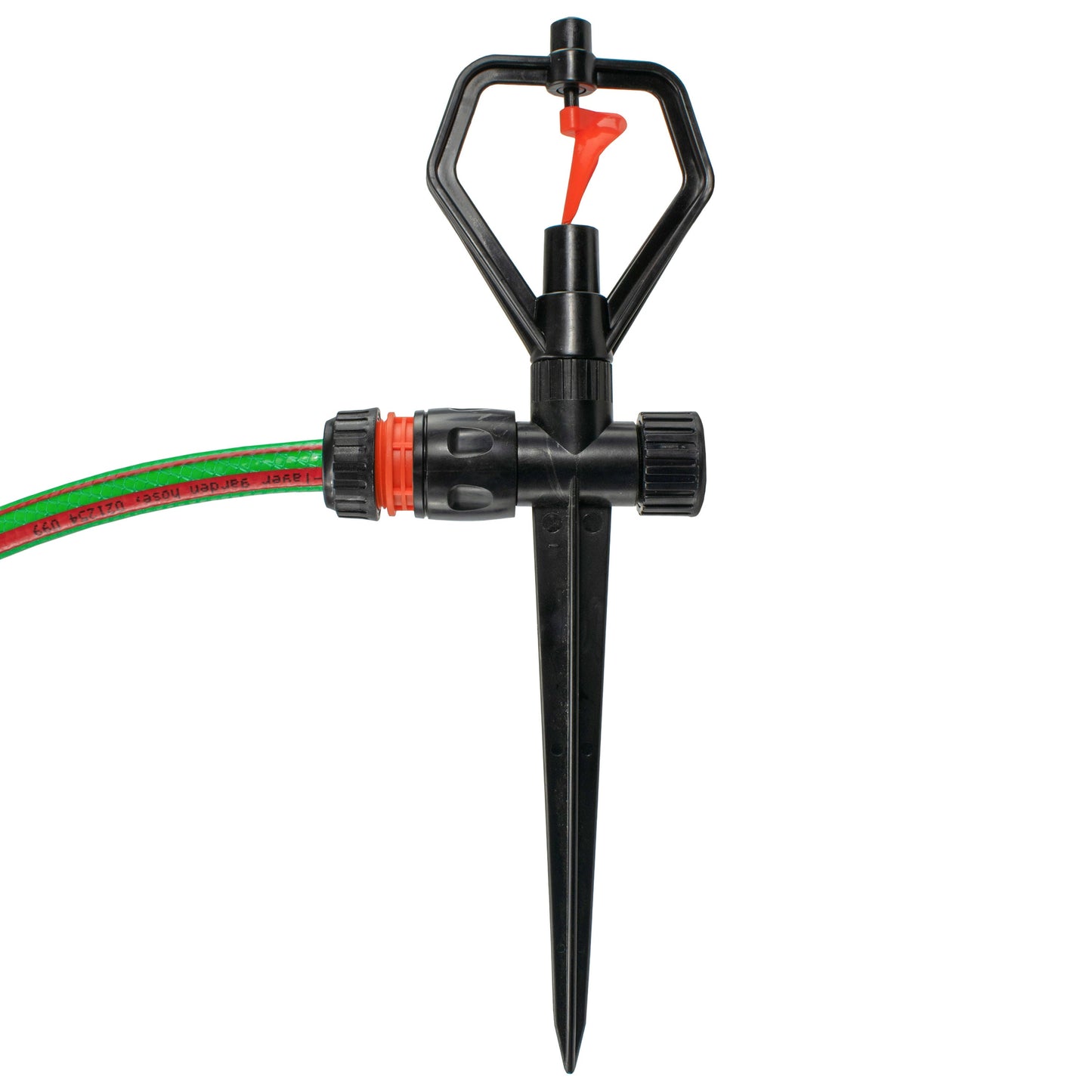 Rotary Butterfly Lawn Sprinkler on Spike (Black/Orange)