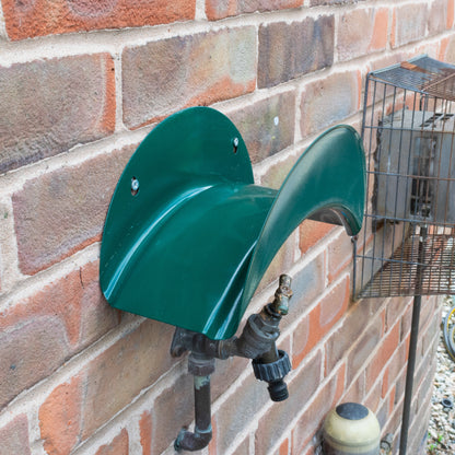 Green Wall-Mounted Metal Garden Hose Hanger with Fixings