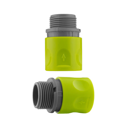 Black Inline Valve with 2 Lime Female Quick Couplings