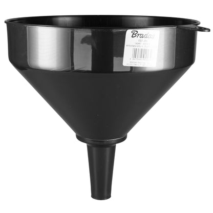 25cm Straight Fuel Funnel with Mesh Filter – Black