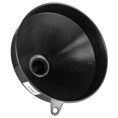 25cm Straight Fuel Funnel with Mesh Filter – Black
