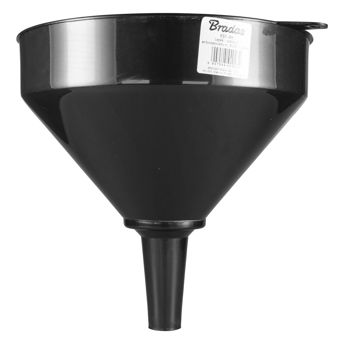 25cm Straight Fuel Funnel with Mesh Filter – Black