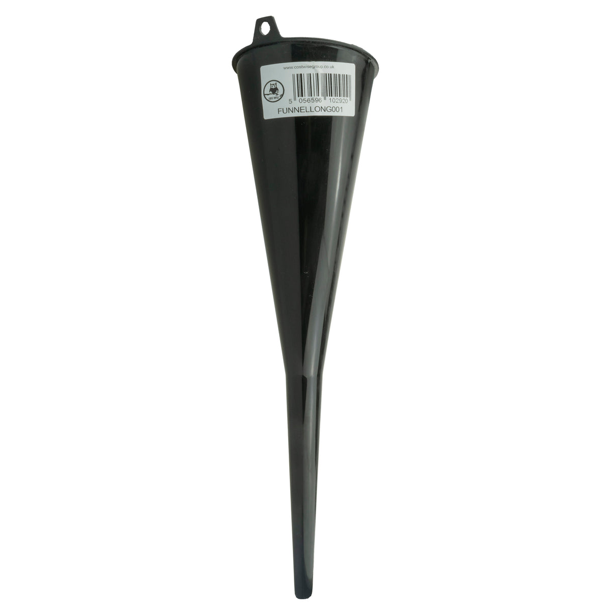 Long Black Plastic Funnel – Narrow Spout, Polypropylene