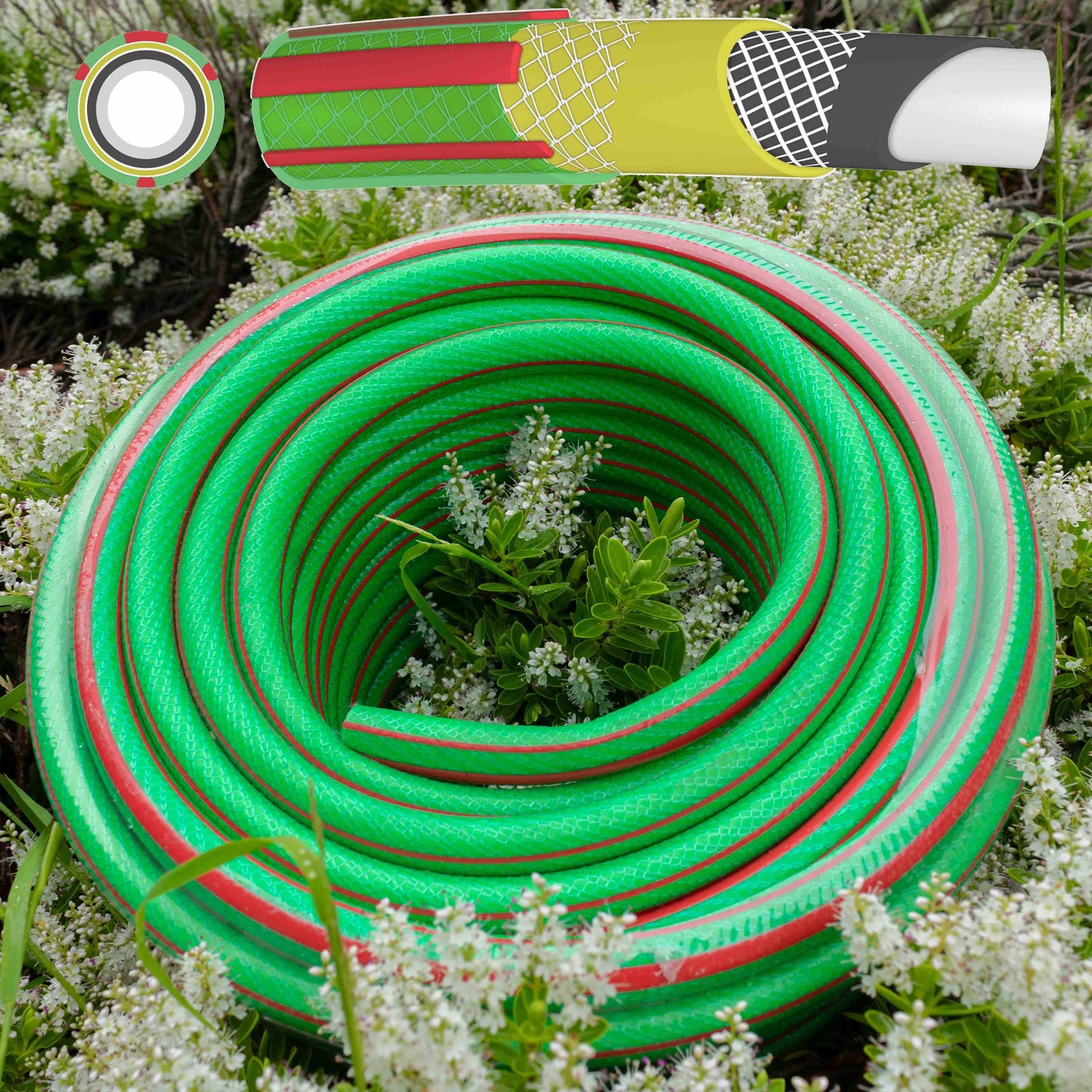 Green 6-Layer Heavy Duty 1/2" Hose Pipe (1m - 100m)