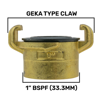 25mm MDPE Wall Flange with Brass Bib Tap Geka Claw Outlet