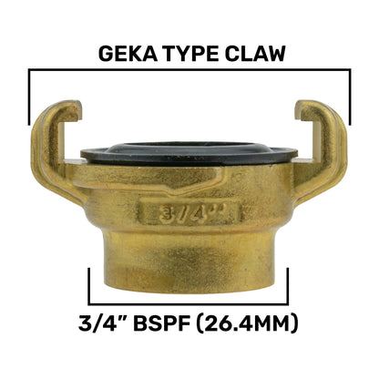 Three Way Tap Splitter Brass 3/4" BSP With Geka Type Claw Outlets