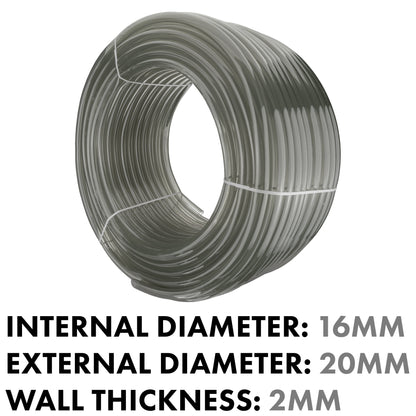 Grey Flexible PVC Tube – 16mm ID / 20mm OD, 1m or 100m