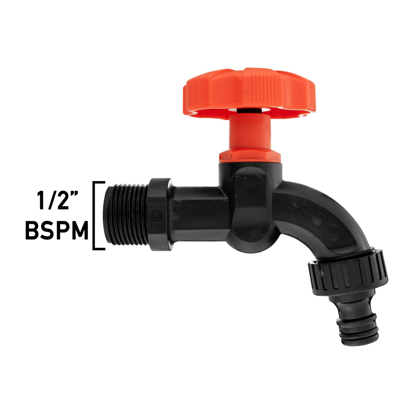 Plastic Quick Connect Tap 1/2" BSPM (Black/Orange)