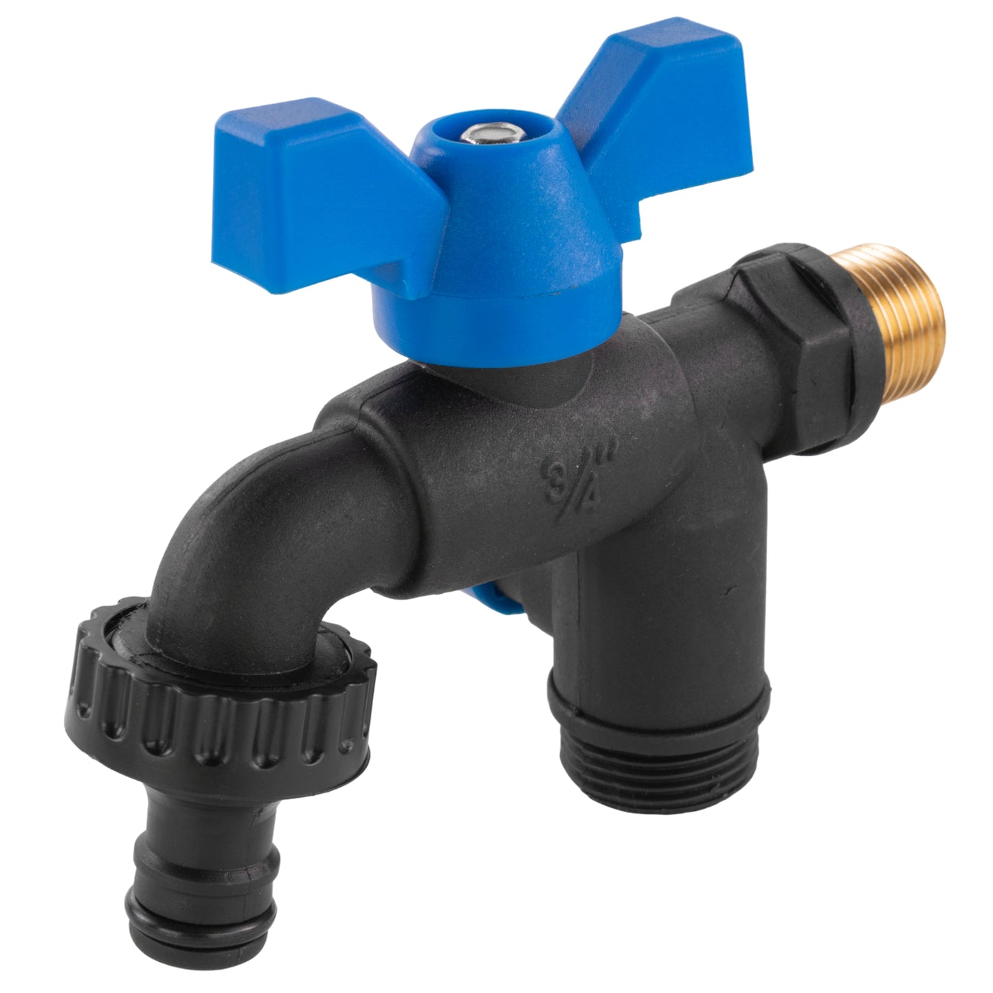 Garden Bib Double Tap 1/2" BSPM (Black/Blue)