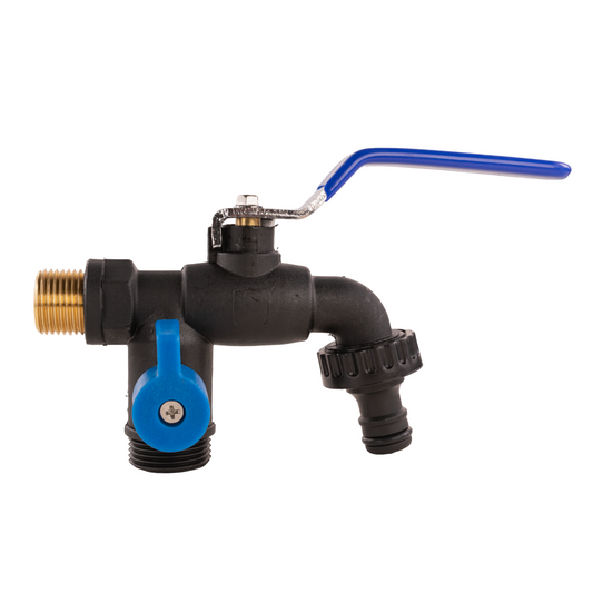 Garden Lever Double Tap 1/2" BSPM (Black/Blue)