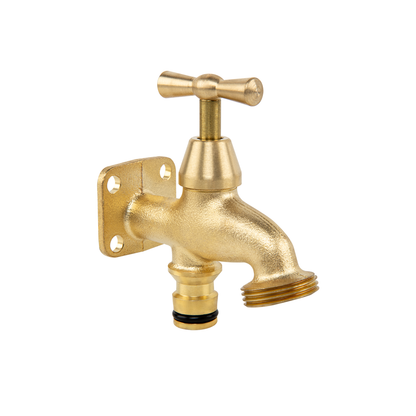 Brass Mounting-Plate Bib Tap – Quick Inlet, ¾″ BSP Outlet