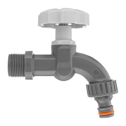 20mm MDPE Wall Flange with Plastic Bib Tap White/Grey