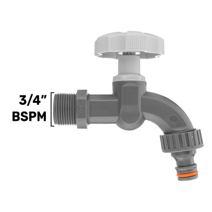 Plastic Quick Connect Tap 3/4" BSPM (Grey/White)