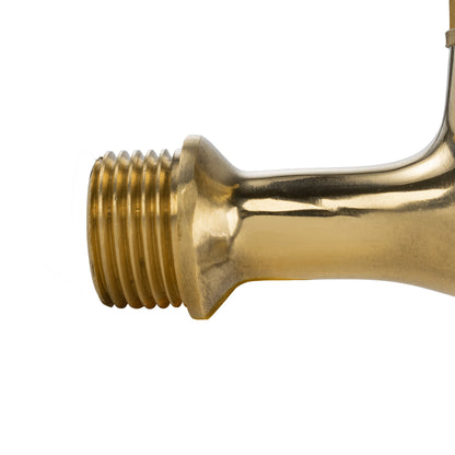 Garden Tap Polished Brass 1/2" BSPM - 15mm Barb
