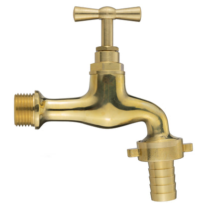 20mm MDPE Wall Kit – Polished Brass Tap, 15mm Hose Barb