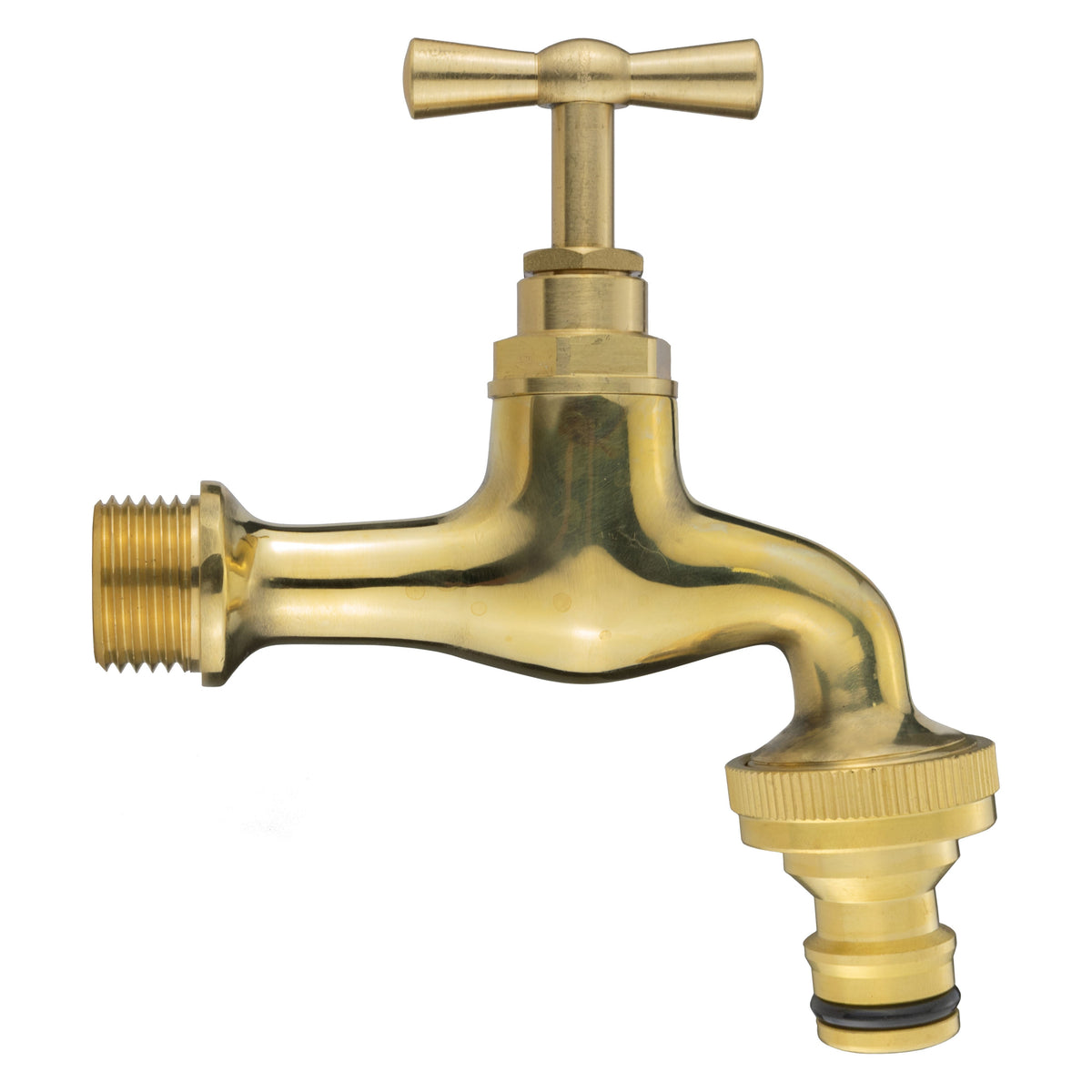 20mm MDPE Wall Kit – Polished Brass Tap & Snap-On Outlet