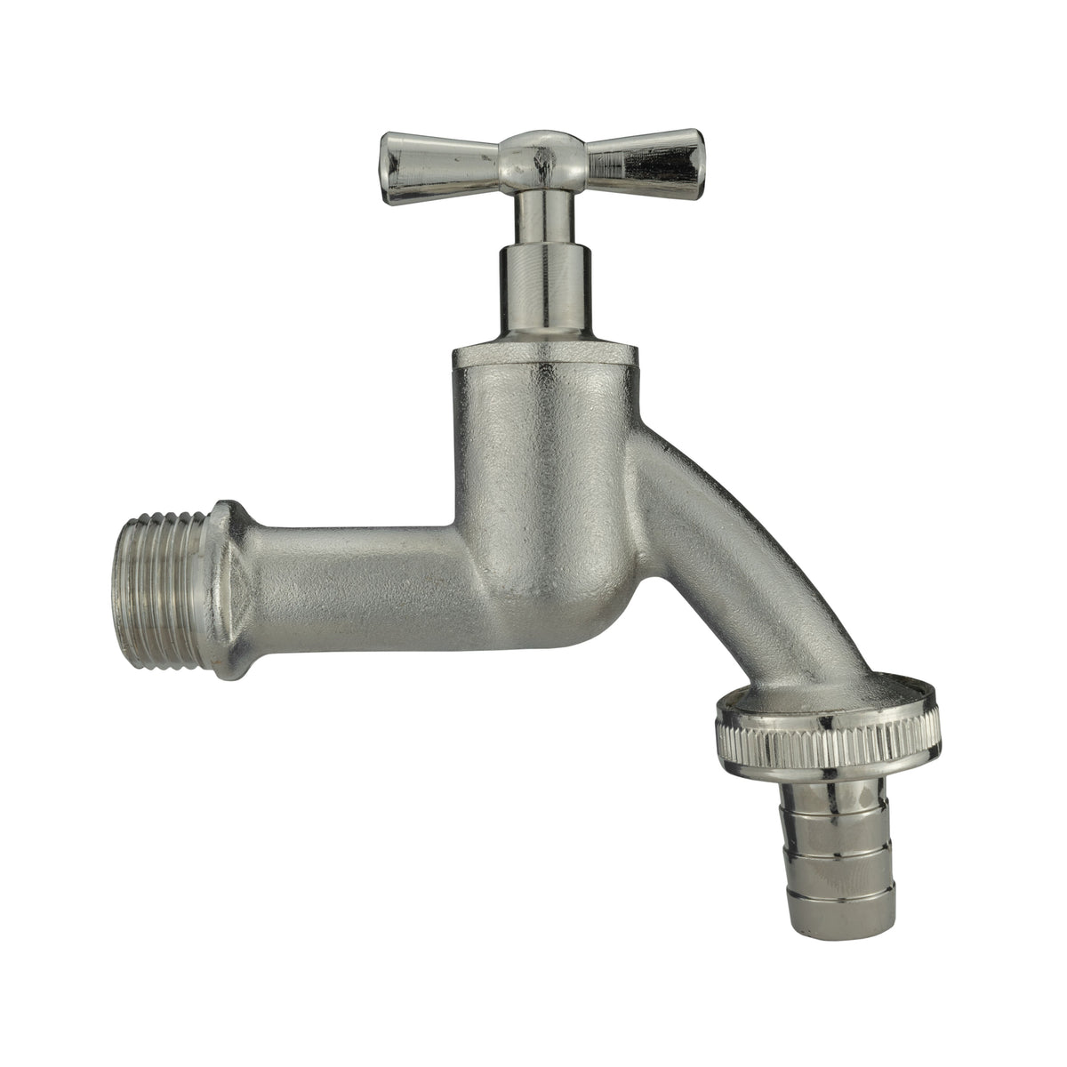 IBC S60X6 Cap & ½″ Nickel-Plated Bib Tap – Hose Barb
