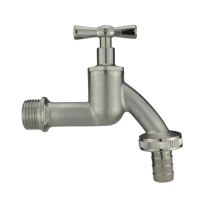 IBC S60X6 Cap & ¾″ Nickel-Plated Bib Tap – Hose Barb