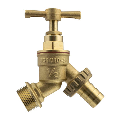 20mm MDPE Wall Flange With Brass Garden Tap 1/2" Barb