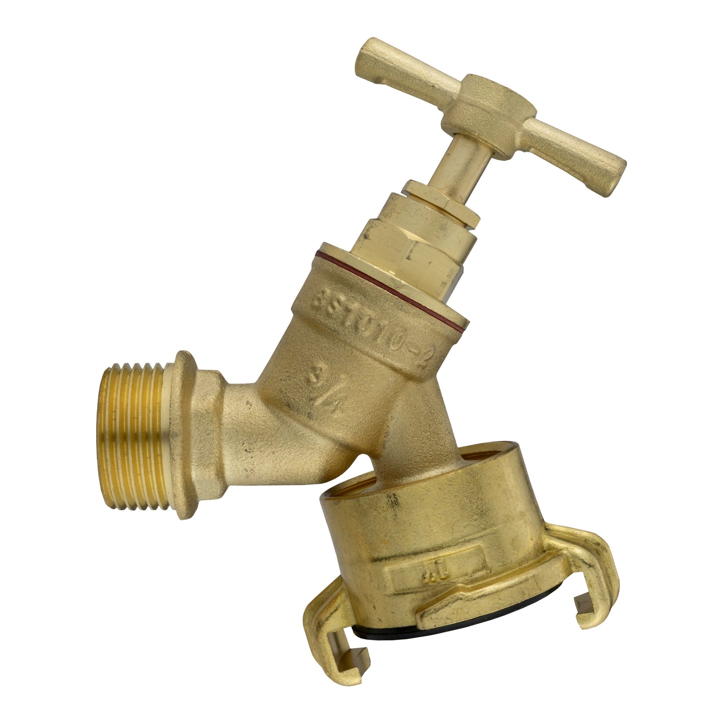 25mm MDPE Wall Flange with Brass Bib Tap Geka Claw Outlet