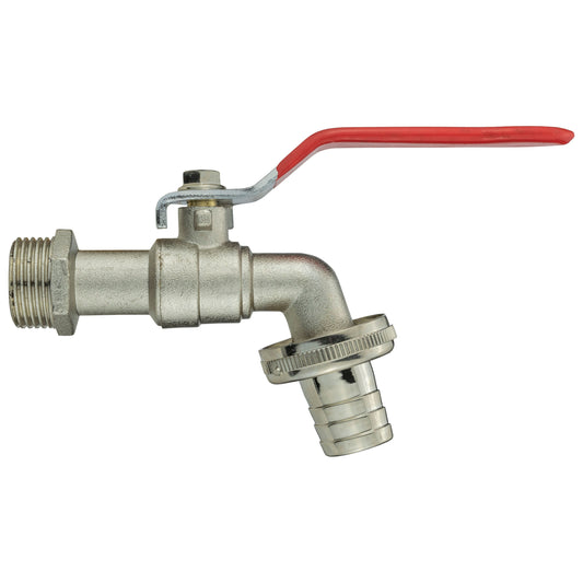 Garden Lever Tap 1/2" BSPM - 1/2" Barb - Zinc Nickle Plated