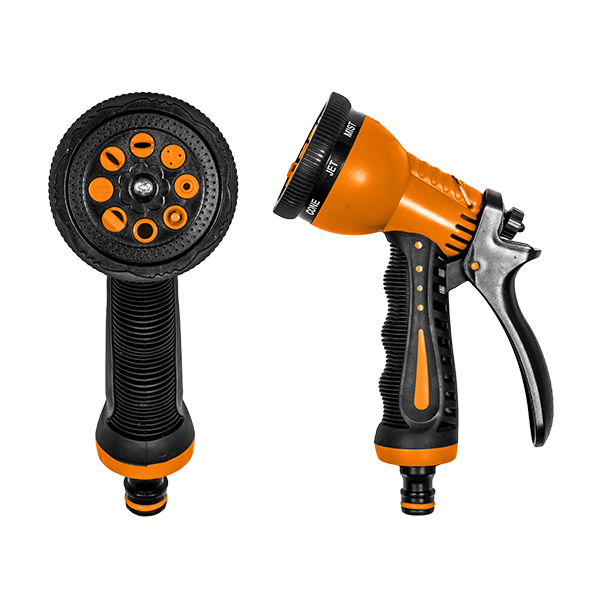 Zebra Hose Spray Gun – 8 Patterns, Black & Orange