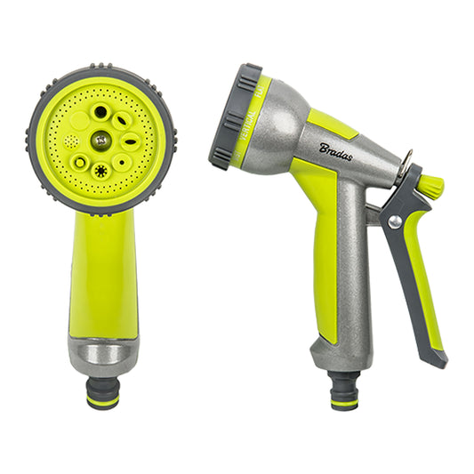 Bradas LE5108 Metal Hose Spray Gun – Eight Patterns, Lime
