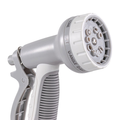 Hose Gun Water Sprayer Multi Pattern Adjustable (White/Grey)
