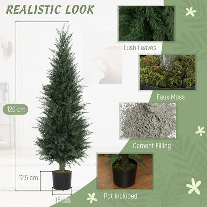 Set of 2 Decorative Artificial Plant, Cypress Tree in Pot 120 cm