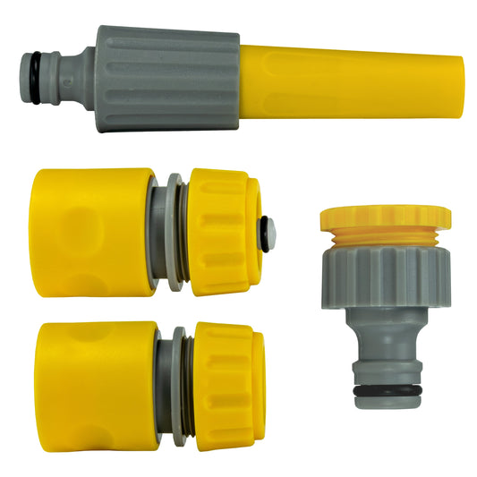 Hose Connectors Set With Spray Nozzle, Yellow