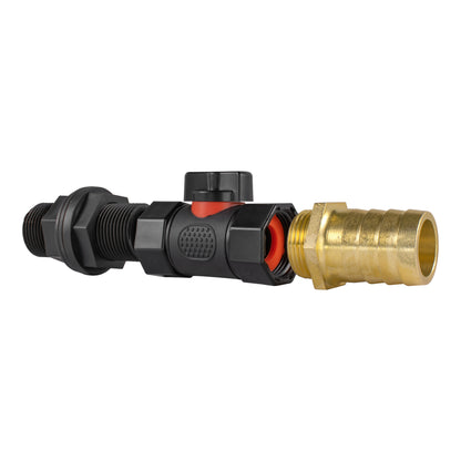 Water-Butt Connector & Valve – 25mm Brass Barb